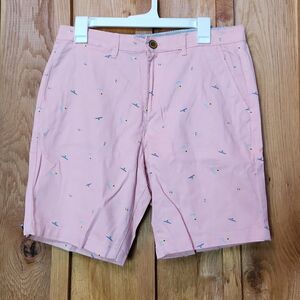 Jachs Bleecker Cotton Stretch Twill Flat Front Golf Chino 9" Shorts Pink & Blue
